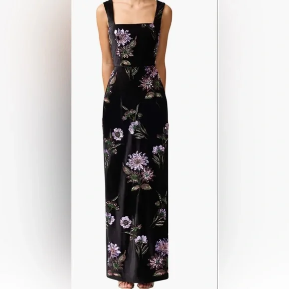 Elliatt Clio Embellished Velvet Sheath Gown - Picture 2 of 7